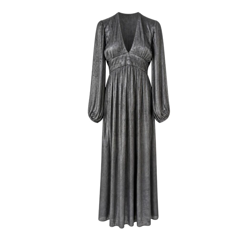 Gianni Bini Zella Black Glitter Knit Empire Plunging V-Neck Open Back Maxi Dress